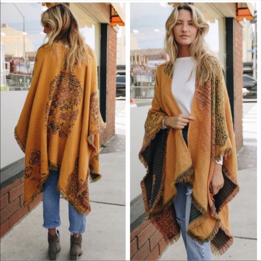 💃🏻Lana Paisley Medallion Print Ruana Poncho - Picture 2 of 4